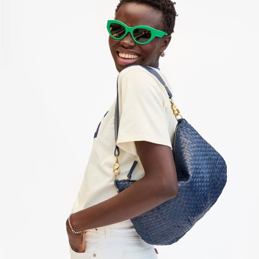 Clare V. Large Woven Tote Navy